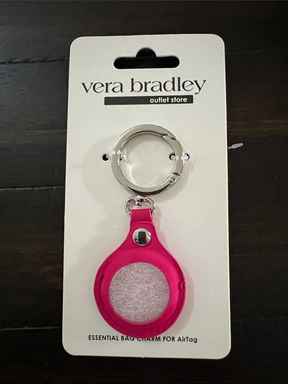 Vera Bradley Hot Pink AirTag Holder Keyring